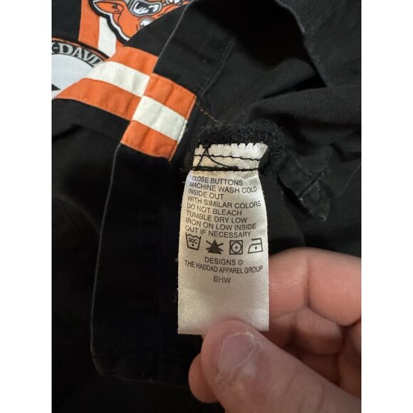 Harley Davidson Men XL Button Down Mechanic Shirt Embroidered Patches Biker - Picture 11 of 13